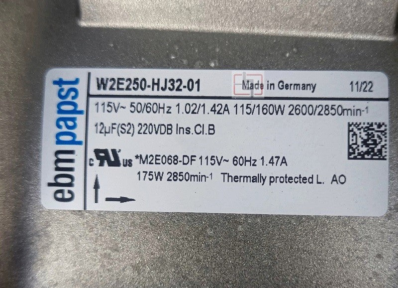 Ebmpapst W2E250-HJ32-01 115V 1.02/1.42A 115/160W Cooling Fan Ebmpapst W2E250-HJ32-01 115V 1.02/1.42A 115/160W Cooling Fan